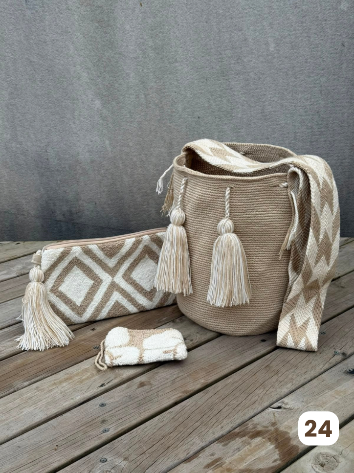 💫 Combo Wayuu: Mochila GRANDE+ Monedero + Sobre Artesanal🎁
