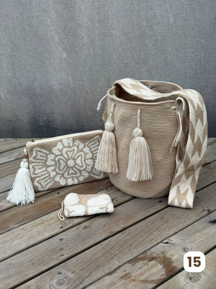 💫 Combo Wayuu: Mochila GRANDE+ Monedero + Sobre Artesanal🎁