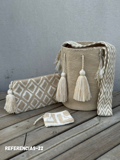 💫 Combo Wayuu: Mochila GRANDE+ Monedero + Sobre Artesanal🎁