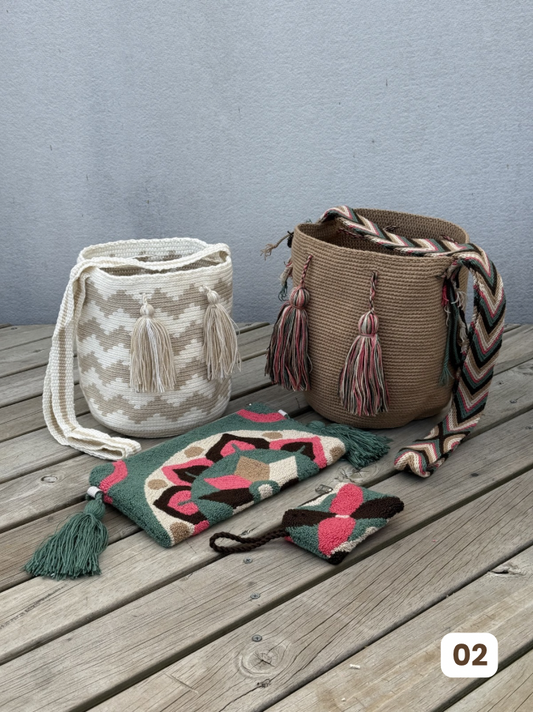 ✨Combo Especial: 2 Mochilas MEDIANAS+ (Sobre Wayuu + Monedero GRATIS) 🎁