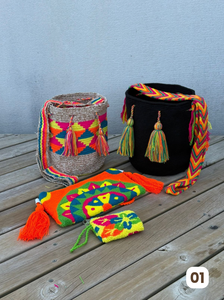 ✨Combo Especial: 2 Mochilas MEDIANAS+ (Sobre Wayuu + Monedero GRATIS) 🎁