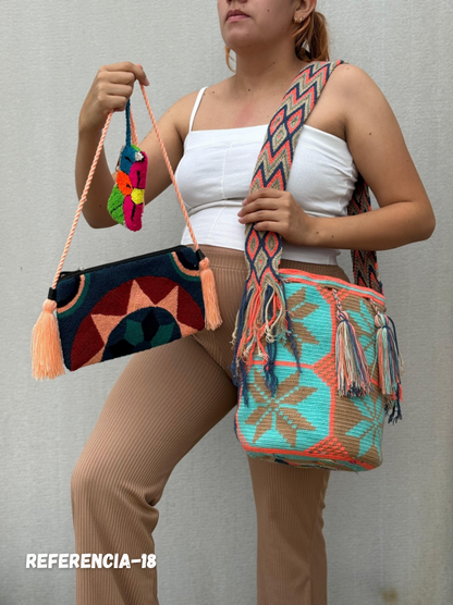 💫 Combo Wayuu: Mochila GRANDE Diseño+ Sobre + (MONEDERO GRATIS) 🎁