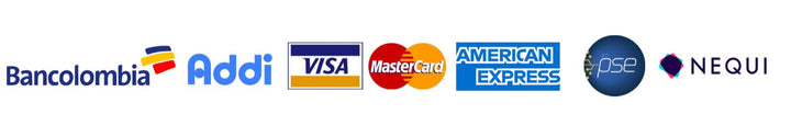 Métodos de pago: Bancolombia, Addi, Visa, Mastercard, American Express y Nequi